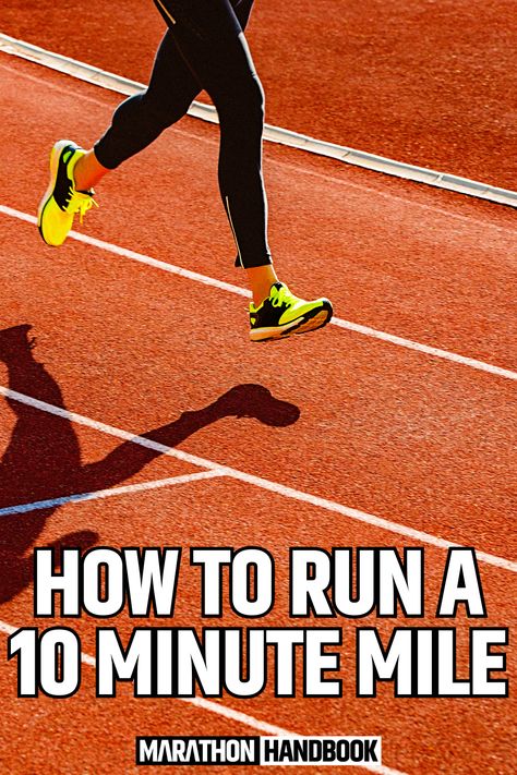 Perhaps you have been running for a while and like the idea of getting faster and have thought about how satisfying it would feel to run a mile in 10 minutes.    In addition to being a nice even number that makes figuring out paces and timing a breeze, a 10 minute mile is a significant, yet achievable, goal for most runners.    In this guide, we will discuss how to train to run a 10 minute mile, workouts to improve your speed, and additional components to help get you there. How To Run A 10 Minute Mile, Running Breathing, Beginner Runner Tips, Long Distance Running Tips, Ultra Marathon Training, Fitness Goal Setting, Running A Mile, Running Group, Speed Workout