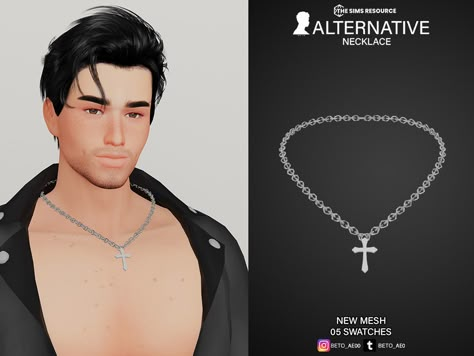 The Sims Resource - Alternative (Necklace) Sims 4 Male Chain Cc, Ts4 Cc Male Jewelry, Sims 4 Men Chain, Sims 4 Men Necklace, Sims 4 Cc Alternative Clothes Male, Sims 4 Cc Choker Male, Ts4 Male Necklace, Sims 4 Cc Necklace, Mens Cross Chain