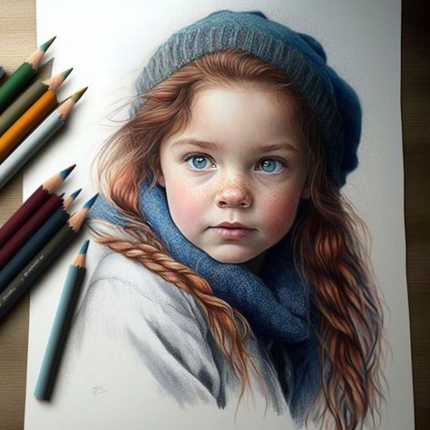 Drawing Ideas With Colored Pencils, Pencil Colour Painting, Portrait Artists Pencil, Colored Pencil Artwork Ideas, Portrait Au Crayon, Pencil Sketch Portrait, Colored Pencil Art Projects, Color Pencil Sketch, Colored Pencil Portrait