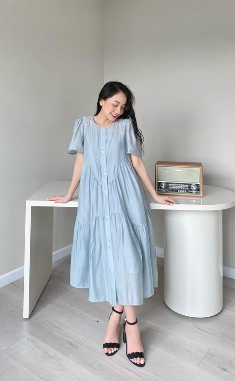 Simple Maternity Dress, Home Dress Women Simple, Dress Korean Style Simple, Gaun Koktail, Cotton Dresses Online, Cute Maternity Dresses, Dress Korea, Non Hijab, Pregnancy Dress