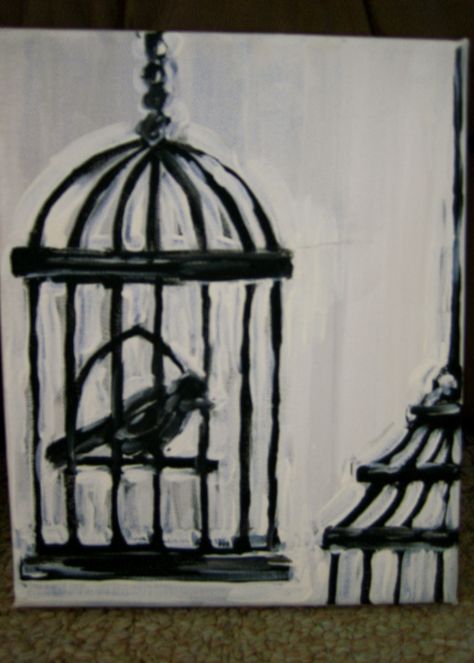 birdcage painting Birdcage Painting, Bird Cage, Painting Crafts, Furniture Decor, Pendant Light, Canvas Painting, Art Inspiration, Ceiling Lights, Canvas