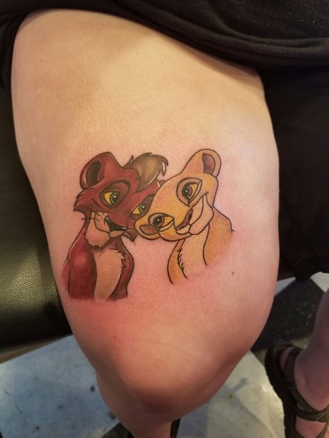 Kovu Lion King Tattoo, Lion King Mom And Son Tattoo, Lion King 2 Tattoo, King And Queen Lion Tattoo For Couples, Lion King Sibling Tattoos, Small Lion King Tattoo For Women, Disney Tattoos Lion King, Lion King Tattoo, Lion King 2