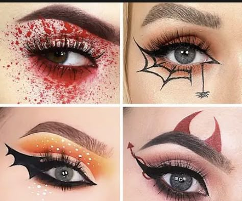 Halloween Liner Makeup, Halloween Eye Makeup Easy, Maquillage D'halloween, Halloween Makeup Leicht, Simple Halloween Eye Makeup, Makeup Halloween Simple, Halloween Makeup Last Minute, Spooky Halloween Makeup, Halloween Maquillage