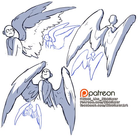 Feathered Wings Drawing Reference, Wing Pose Reference Drawing, Drawings Of Full Body Poses, Horn Angles Reference, Winged Poses Reference, Wing Refrences Drawings, Drawing People With Wings, Winged Reference Pose, Flying With Wings Poses Reference