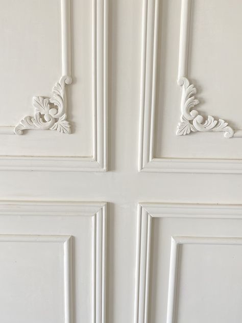 French Moulding, Boho Wall Moulding Design, Vintage Wall Moulding, French Wainscoting, Wall Molding With Wallpaper, French Style Panelling, French Provincial Wall Panelling, Historic Wall Moulding, Rococo Moulding