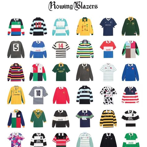 Vintage Rugby Shirt, Rugby Jersey Design, 90s Sportswear, Rowing Blazers, Ny Style, Polo Shirt Colors, Sports Club, Men Street Fashion, Apparel Merchandising