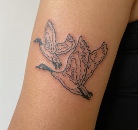 Duck Print Tattoo, Mary Oliver Tattoo Ideas, Otis Redding Tattoo, Blue Herring Tattoo, Wild Goose Tattoo, Wild Geese Mary Oliver Tattoo, Goose Tattoo Simple, Waterfowl Tattoo, Canadian Goose Tattoo