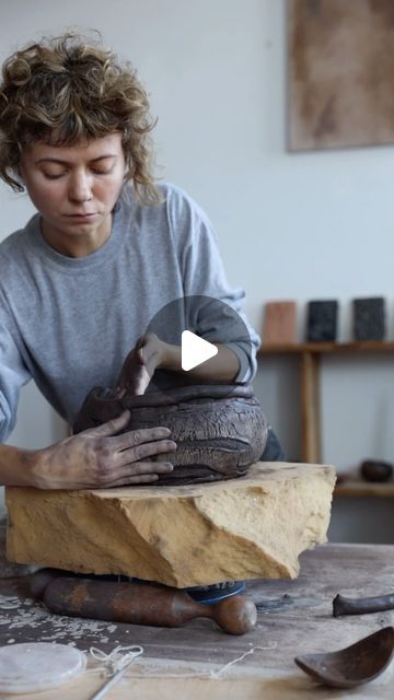 Ilona Golovina on Instagram: "Creating a textural vessel step by step.  #muglynyc #ceramics #texture #texturedart #natureinspired #newyorkartists" Nature Ceramics Inspiration, Ceramics Contemporary, Sculptural Ceramic Vessels, Glazing Textured Pottery, Sculptural Ceramics, Sculpture Ceramic, Ceramics Texture, Ceramics Design, Textured Pottery