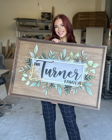 We are on a rooooooll with these family name signs! I can’t wait for y’all to see! Which is your favorite thus far?! Name Plate Design, Wooden Artwork, Family Name, Family Name Signs, Name Signs, Name Plate, Design Working, Decorative Signs, Wood Art