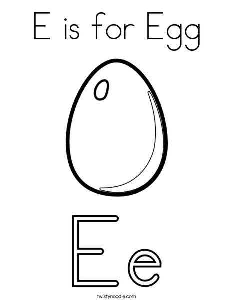 This website has multiple color pages for every letter. E For Egg, E Coloring Page, E Is For Egg, Summer Alphabet, Digraphs Worksheets, Letter A Coloring Pages, Egg Coloring Page, Egg Coloring, Twisty Noodle