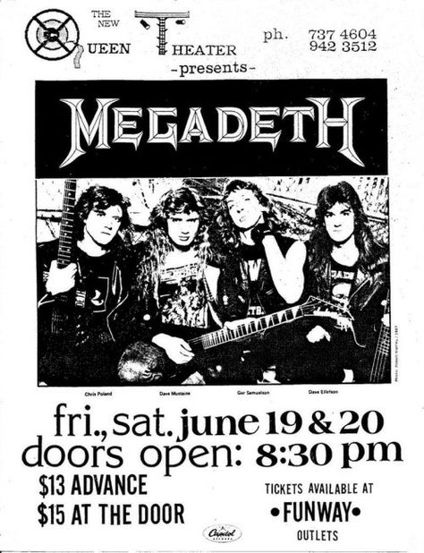 Heavy metal old school Megadeth Poster, Rock Band Posters, Doom Metal, Band Poster, Metal Albums, Band Wallpapers, Heavy Metal Music, Thrash Metal, Vintage Poster Art