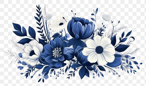 Blue Flower Png, Wedding Illustration Card, Floral Backgrounds, Flower Png Images, Flower Frame Png, Floral Cards Design, Navy Blue Flowers, Church Graphic Design, Wedding Illustration