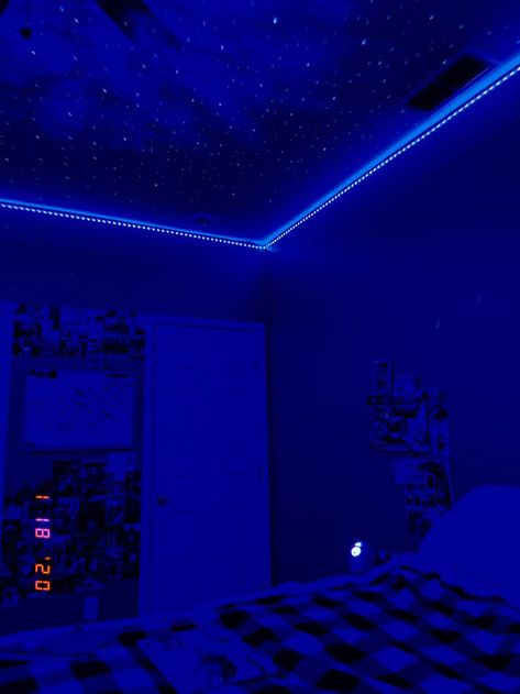 led strip lights by govee and blisslights sky lite projector on amazon ✨ Sky Lite Projector, Blue Led Lights Bedroom, Sky Lite, Sky Projector, Mens Room Decor, Mens Room, Cozy Rooms, Led Lighting Bedroom, Light Projector