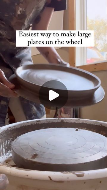 How To Make Plates Ceramics, How To Make Pottery Plates, Standing Pottery Wheel, How To Throw A Plate On The Wheel, Throwing A Plate On The Wheel, Easy Wheel Thrown Pottery, Throwing Plates On The Wheel, Pottery Platters, Beginner Wheel Pottery Ideas