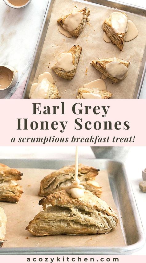 Whether you are looking for a delicious treat to enjoy with coffee or tea, or you are looking for an amazingly easy and sweet breakfast or brunch recipe, these Earl Grey Honey Scones will delight. The best part is that scones are easy to make! You can enjoy them all year round. Earl Grey Biscotti, Honey Scones, Tea Treats, Cozy Fall Recipes, Scone Recipes, Homemade Scones, Savoury Biscuits, Brunch Recipe, Fall Recipe