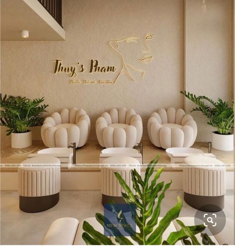 Spa Nails Salon Interior Design, Salon And Spa Interior Design, Nails Salon Design Ideas, Nail Spa Interior Design, Small Beauty Salon Interior Design, Nail Room Decor Ideas, Beauty Salon Interior Design Ideas, Modern Nail Salon, Massage Room Design