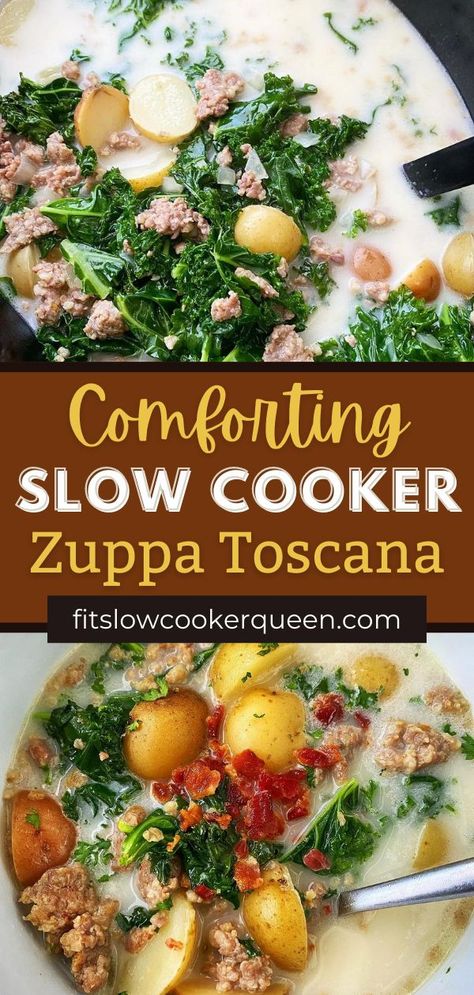 Slow Cooker Zuppa Toscana, Kale Potato Soup, Kale Potato, Sausage Kale, Quick Soup, Toscana Soup, Savory Meals, Garlic Potatoes, Kale Soup