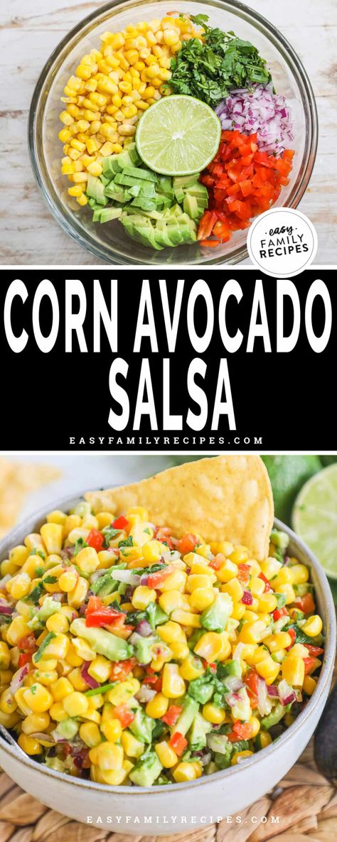 Corn And Mango Salsa, Corn Mango Salsa Recipe, Mango Corn Salsa Recipe, Mango Appetizer Recipes, Mango Corn Salad, Corn Mango Salsa, Mango Corn Salsa, Avocado Appetizer, Avocado Corn Salsa