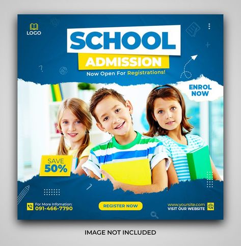 School admission social media post design template. Back 2 school template, school admission flyer template, school admission instagram flyer template, school admission open flyer template, school admission social media post template, Educational Download this Premium PSD File about Back to school instagram and facebook post story template, and discover more than 24 Million Professional Graphic Resources on Freepik. #freepik #psd #school #template #education #back to school #school admission😍 Post Banner Design, School Template, Social Medi, Social Media Advertising Design, Admission Open, School Admissions, Flyer And Poster Design, Banner Template Design, Promotional Design