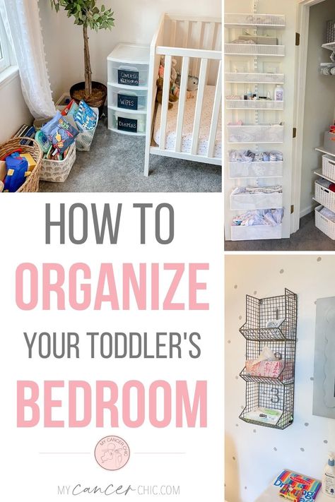 With these simple organization tips, you can create simple storage solutions for your toddler room. Here are 8 tips to help you organize today! Toddler Girl Room Storage, Toddler Jewelry Storage, Small Bedroom Ideas For Toddler Girl, Toddler Girl Room Organization Ideas, Toddler Organization Room, Toddler Bedroom Organization Ideas, Toddler Room Organization Girl, How To Fold Toddler Clothes, Small Toddler Room Organization