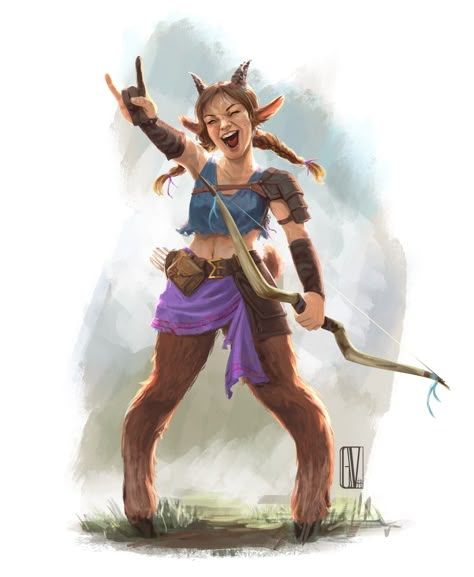 Satyr Female, Satyr Bard, Dnd Races, Fantasy Races, Dnd Art, Dnd Characters, Character Portraits, Creature Art, Tumblr Posts