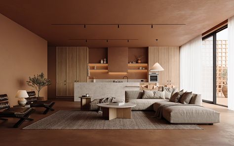 Terra Cotta [Full CGI/No AI] | Images :: Behance Architecture Visualization, Autodesk 3ds Max, Terra Cotta, 3ds Max, Adobe Photoshop, Living Spaces, Photoshop, Interior Design, Architecture