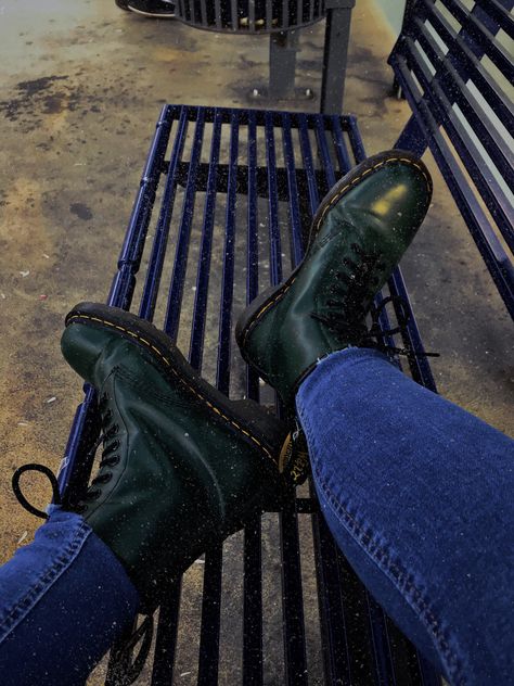 Dark Green Doc Martens, Dark Green Boots, Doc Martin, Green Boots, Wardrobe Planning, Glass Slipper, Doc Martens, Dr. Martens Boots, Boots Outfit