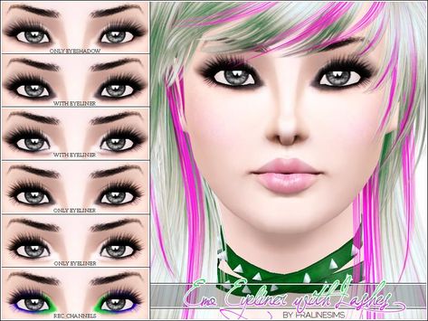 Eyeliner With Lashes, Emo Eye Makeup, Emo Eyeliner, Sims 3 Makeup, Sims 3 Cc Finds, Scene Makeup, Makeup Cc, Smokey Eyeliner, Punk Makeup