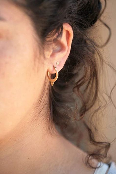 Amazon.com: Tiny Solid Gold Cute Flower Stud earrings, Boho Minimalist Artisan Handmade Jewelry in 14k Yellow Gold, Tiny Indian Boho Dot Posts for Second Hole, Small Real Gold Studs (14k Solid Yellow Gold) : Handmade Products Indian Earrings Gold, Tiny Gold Earrings, Unique Hoop Earrings, Gold Earrings Indian, Artisan Jewelry Handmade, Dainty Hoop Earrings, Indian Jewellery Design Earrings, Earrings Indian, Solid Gold Earrings