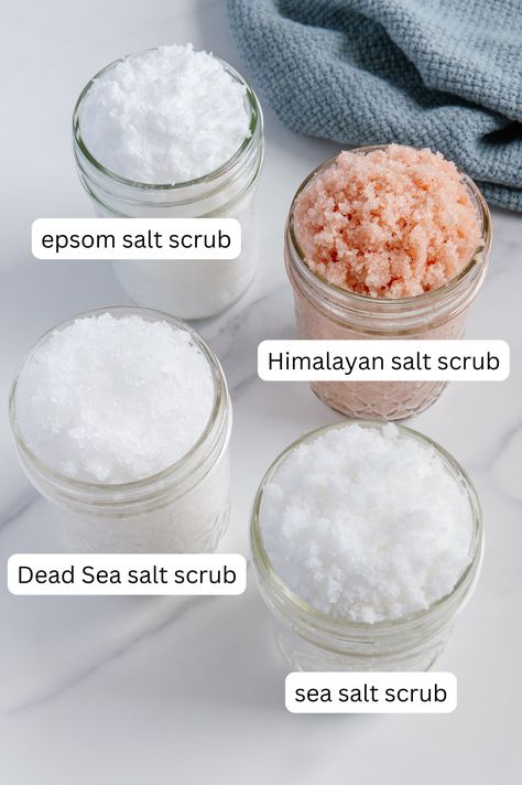 Homemade Salt Scrubs Sea Salt Scrub Diy Homemade, Epsom Salt Scrub Diy, Diy Scrub Bars, Epsom Salt Scrub Recipe, Homemade Salt Scrub, Scrub Bars, Epsom Salt Scrub, Dead Sea Salt Scrub, Salt Scrub Diy