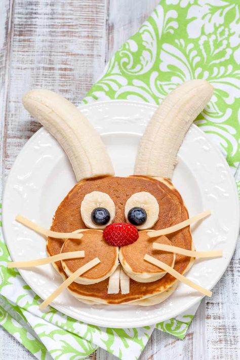 Easter Pancakes, Easter Bunny Pancakes, Easter Brunch Buffet, Easy Easter Brunch, Bunny Pancakes, Healthy Easter, Easter Breakfast, Food Art For Kids, 귀여운 음식 그림