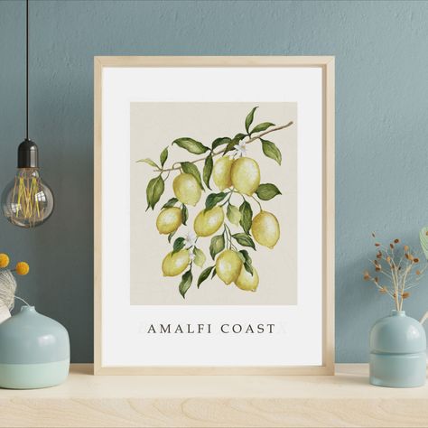 Amalfi Coast Lemon Print Do you know that Amalfi lemons are one of the most impressive lemon varieties from Italy and among the most highly prized lemons in the world? Amalfi Coast Nursery, Costa Amalfi, Amalfi Lemons, Fruit Poster, Art Fruit, Lemon Print, Wall Art Modern, Amalfi Coast, Digital Wall Art