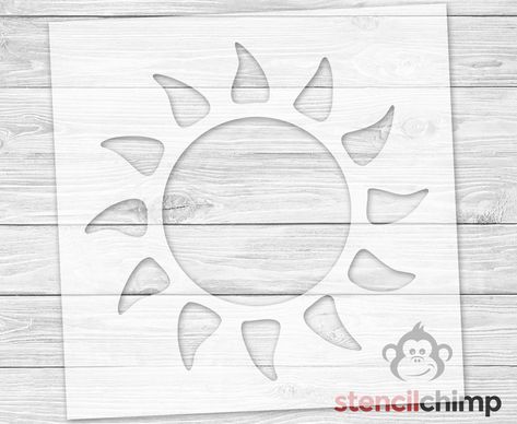 "You don't need to wait for tomorrow for the sun to come out- you can bring your own sun to your favorite decor today! This simplistic design would make a great addition to a summer pallet work, outside table, kid project or so much more. Tons of options for this stencil!  Like what you see? Check out our other sun for a different look:  https://www.etsy.com/StencilChimp/listing/701372906/sun-stencil-beach-stencil-sky-stencil?utm_source=Copy&utm_medium=ListingManager&utm_campaign=Share&utm_term= Beach House Diy, Sun Stencil, Summer Pallet, Stenciled Doors, Beach Stencils, Outside Table, Nautical Stencils, Welcome Stencil, Work Outside