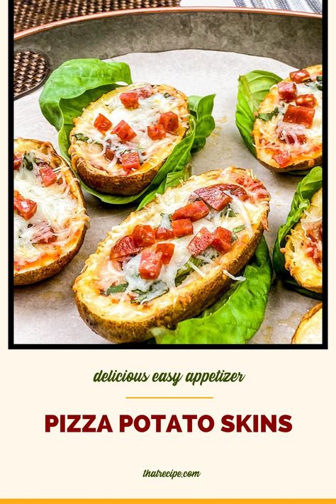 Get ready to be the talk of your next gathering with some amazing Pizza Potato Skins! This crowd-pleasing dish combines the classic crispy potato skin with everyone's favorite comfort food. It's easy to make, and sure to be a hit! Give this Pizza Potato Skins recipe a try at your next event and watch the magic happen! pizza recipes | potato recipes | hot appetizers | appetizer recipes | side dish recipes Bowl Party Food, Bite Size Food, Crowd Pleasing Appetizers, Appetizers Easy Finger Food, Superbowl Snacks, Potato Skins, Appetizer Salads, Super Bowl Food, Favorite Comfort Food