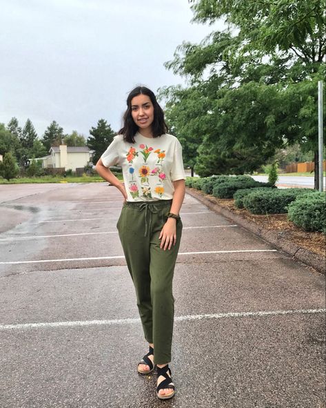 Flower Top from Target • Green pants from Target • Shoes from Khols • #Target #Khols Target Dress Pants, Target A New Day Pants, Target Ankle Pants, Green Ankle-length Pants With Floral Print, Knox Rose Clothing Target, Capri Pants Outfits, Target Shoes, Knox Rose, Green Pants