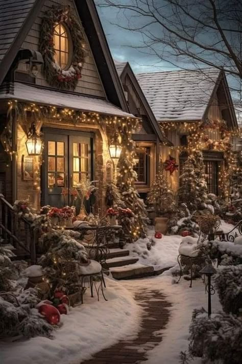 Winter House Exterior, Cozy Christmas Living Room, Winter Decorations Diy, Christmas Scenery, Christmas Living Rooms, Christmas Wonderland, Winter Scenery, Christmas Room, Christmas Scenes