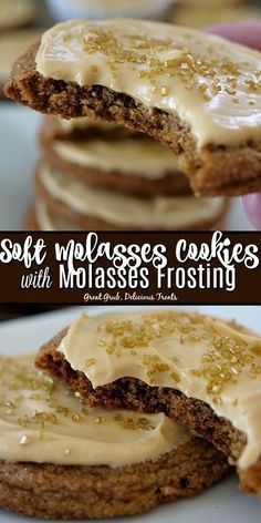 Soft Molasses Cookies with Molasses Frosting are a super soft and chewy molasses cookie then frosted with a delicious molasses frosting. #cookierecipes #homemadecookies #homemade #delicious #greatgrubdelicioustreats Molasses Frosting, Cookies With Molasses, Cookies With Frosting, Old Fashioned Molasses Cookies, Soft Molasses Cookies, Molasses Cookie, Molasses Recipes, Chewy Molasses Cookies, Molasses Cookies Recipe