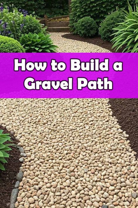 Transform your garden effortlessly with a gravel path! 🌿 Affordable, versatile, and available in a range of textures and colors, gravel is perfect for any style—from modern to rustic. It’s easy to install and eco-friendly, allowing water to pass through to reduce flooding, and can even be locally sourced for sustainability. Want a path that's both durable and stylish? Discover step-by-step tips, material guides, and expert advice to create your dream garden pathway. Click to read the full guide and get started! 🛠✨ Rock Pathway Ideas Walkways Gravel Path, Gravel Walkways Paths, Gravel Pathway Ideas, Pea Gravel Glue, Cheap Garden Path, Gravel Walkway Ideas, Diy Pathway, Making A Garden, Rock Pathway