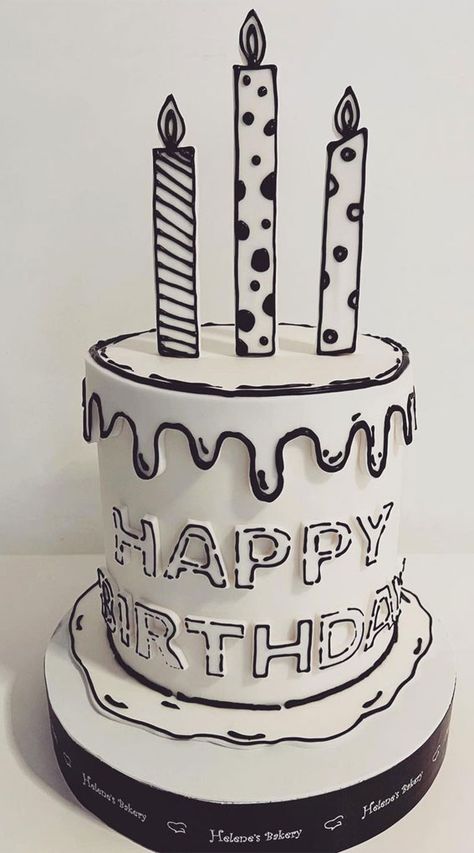 Cartoon Cake Black And White, Black And White Comic Cake, Comics Cake Ideas, Comic Cake Birthday, Black And White Cake Ideas, Cartoon Cake Ideas, Carton Cake, Cake Ideas For Teens, Comic Book Cake