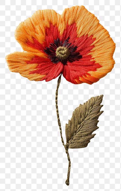 Embroidery Poppies, Poppy Flower Embroidery, Flower Transparent Background, Flower Transparent, Orange Poppies, Red Poppy Flower, Textile Craft, Orange Poppy, Flowers Embroidery