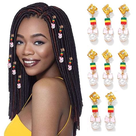 PRICES MAY VARY. Pearls braid rings clips are made of alloy, pack of 8. Dreadlock hair cuffs are gold in color. Approx size: length: 5.0cm/1.96in; diameter of cuff: 1.2cm/0.47in. Dreadlock jewelry is easy to attach to your dreads. They are adjustable; you can adjust the two ends of the cuff to open or close it. And they are made of high quality aluminum, so you can not worry about fading or breaking problems. African hair charms fit for different occasions, such as birthday party, proms, anniver Braid Rings, Hair Accessories Braids, French Plait, Braid Cuffs, Dreadlock Hair, Dreadlock Jewelry, Braid Accessories, Boxer Braids, Hair Charms