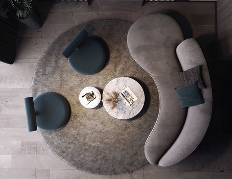 Modern Curved Sofa, Sofa Layout, Round Sofa, Lobby Design, Living Room Design Decor, Home Design Living Room, Curved Sofa, Furniture Layout, Office Interior Design