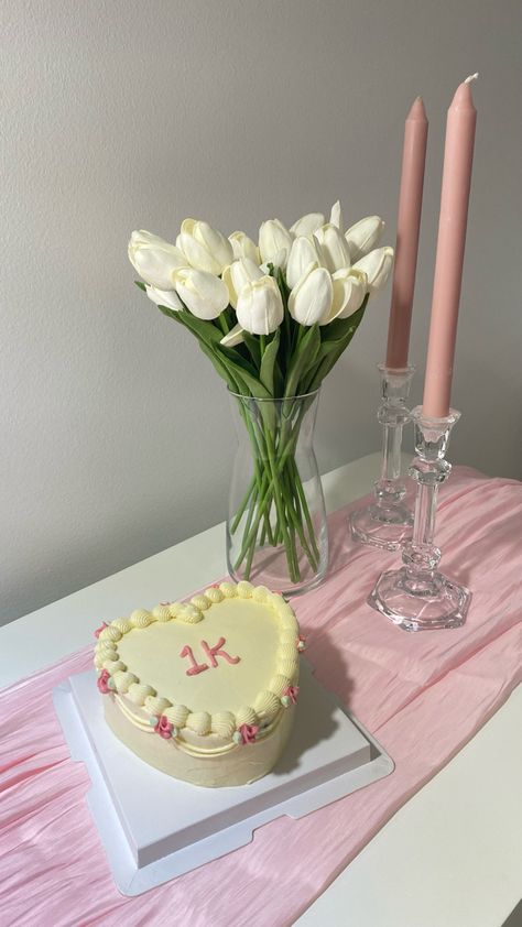 #eventplanners #decor #homebusinessideas #tulips #pink #cake 10k Followers Cake, 1k Followers Instagram, Youtube Celebration, Goals 2025, Thank You Cake, Mood 2024, Tulips Pink, Business Aesthetic, Follower Count