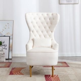 Wingback Chair Living Room, Wingback Accent Chair, Tufted Furniture, Velvet Accent Chair, Upholstered Accent Chairs, High Back Chairs, Living Room Furniture Chairs, Chair Types, Velvet Upholstery