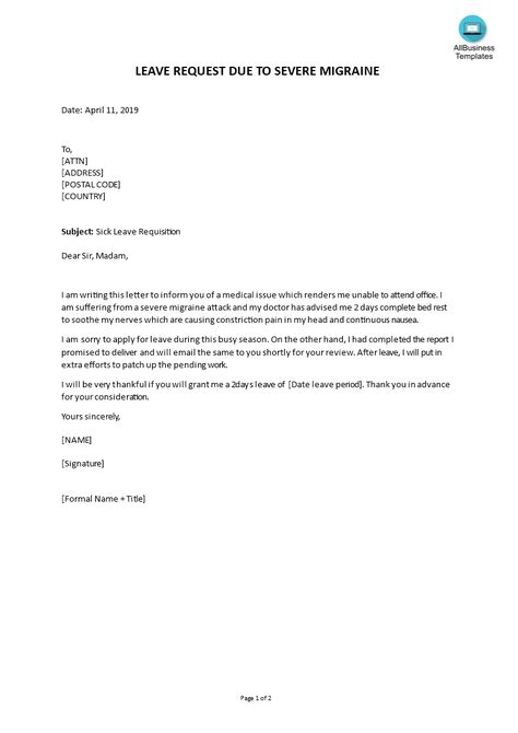 How to write a sick leave application letter? We provide a suitable sick leave letter that you can use when you suffer from a headache or a severe migraine that fits your needs! Application For Sick Leave In English, Leave Letter Format For Office, Medical Leave Application, Letter Notes, Productivity Books, Natural Beauty Routine, Severe Migraine, Application Letter, Migraine Attack