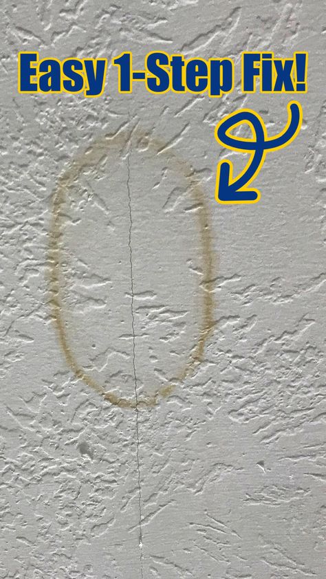 Super Easy Way To Remove Water Stain from Ceiling Without Paint - Abbotts At Home Ceiling Water Stain Repair, Water Stain On Ceiling, Water Damaged Ceiling, Ceiling Leak, White Wash Walls, Remove Water Stains, Light Paint Colors, Wall Repair, Cleaning Diy