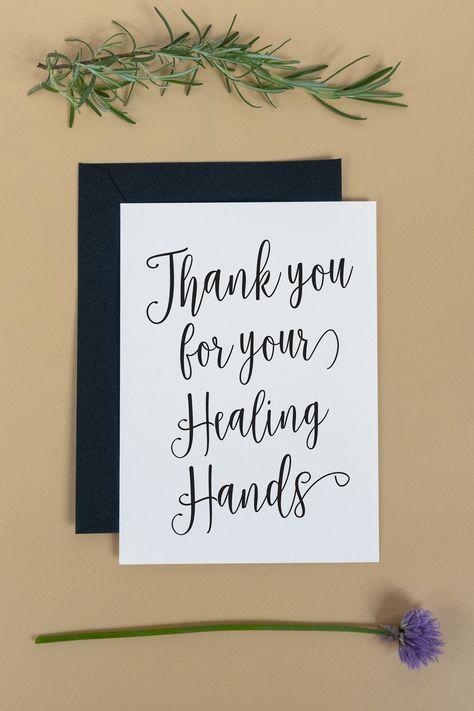 Free Printable Healthcare Worker Thank You Card. Thank You for Your Healing Hands Card. 5x7, black and white modern typography card. Send to nurses, doctors, and hospital staff with a gift of hand lotion or hand sanitizer. #healthcareworkerthankyou #nurseappreciation #doctorappreciation #hospitalstaffappreciation #thankyouforyourhealinghands Hospital Staff Appreciation, Thank U Cards, Typography Card, Faking It, Cute Thank You Cards, Hospital Staff, Printable Thank You Cards, Staff Appreciation, Healing Hands