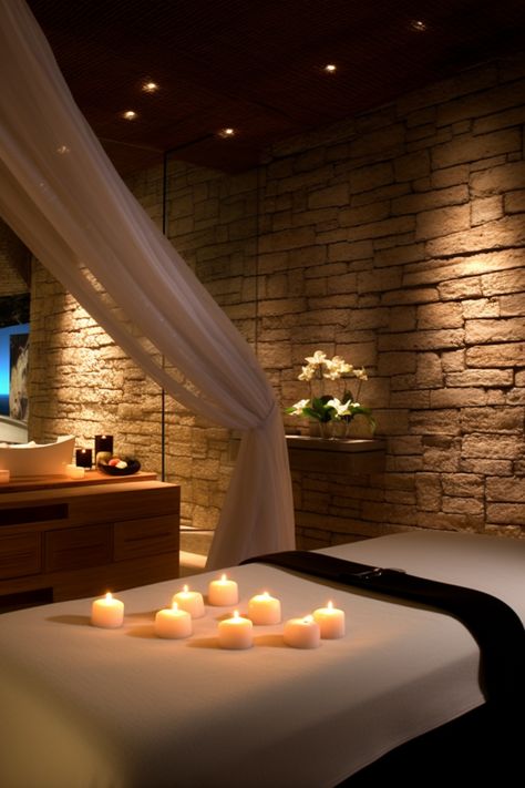 Discover the allure of spa room ideas with dark walls, inspired by the romantic sensibility of Emek Golan's artistic style. Transform your space into a serene sanctuary. Dream Spa Room, Spa Lounge Area Waiting Rooms, Holistic Esthetician Room, Esthetician Treatments, Dark Esthetician Room, Home Massage Room, Spa Room Design, Massage Ideas, Spa Room Ideas