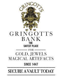 Gringotts Bank Sign Gringotts Bank Diy, Gringotts Bank Drawing, Gringotts Bank Printable, Diagon Alley Signs Free Printable, Gringotts Bank, Hogwarts Sign Post, Harry Potter Muggle, Harry Potter Display, Harry Potter Scrapbook