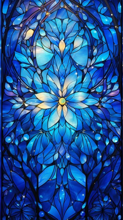 Blue Stained Glass Window, Stained Glass Background, Blue Ink Tattoos, Stained Glass Blue, Stained Glass Tattoo, Stained Glass Quilt, Stained Glass Patterns Free, Art Nouveau Illustration, Beautiful Wallpaper For Phone